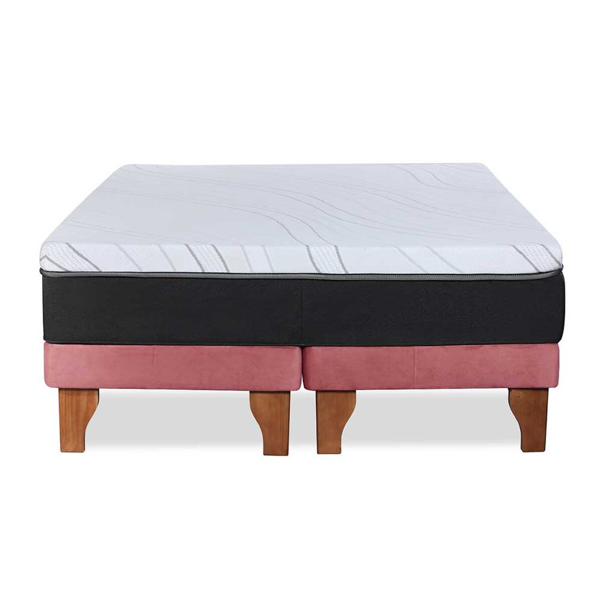 Cama Europea Latam Home Base Dividida 2 Plazas Zen Top Foam Soft Velvet Palo Rosa