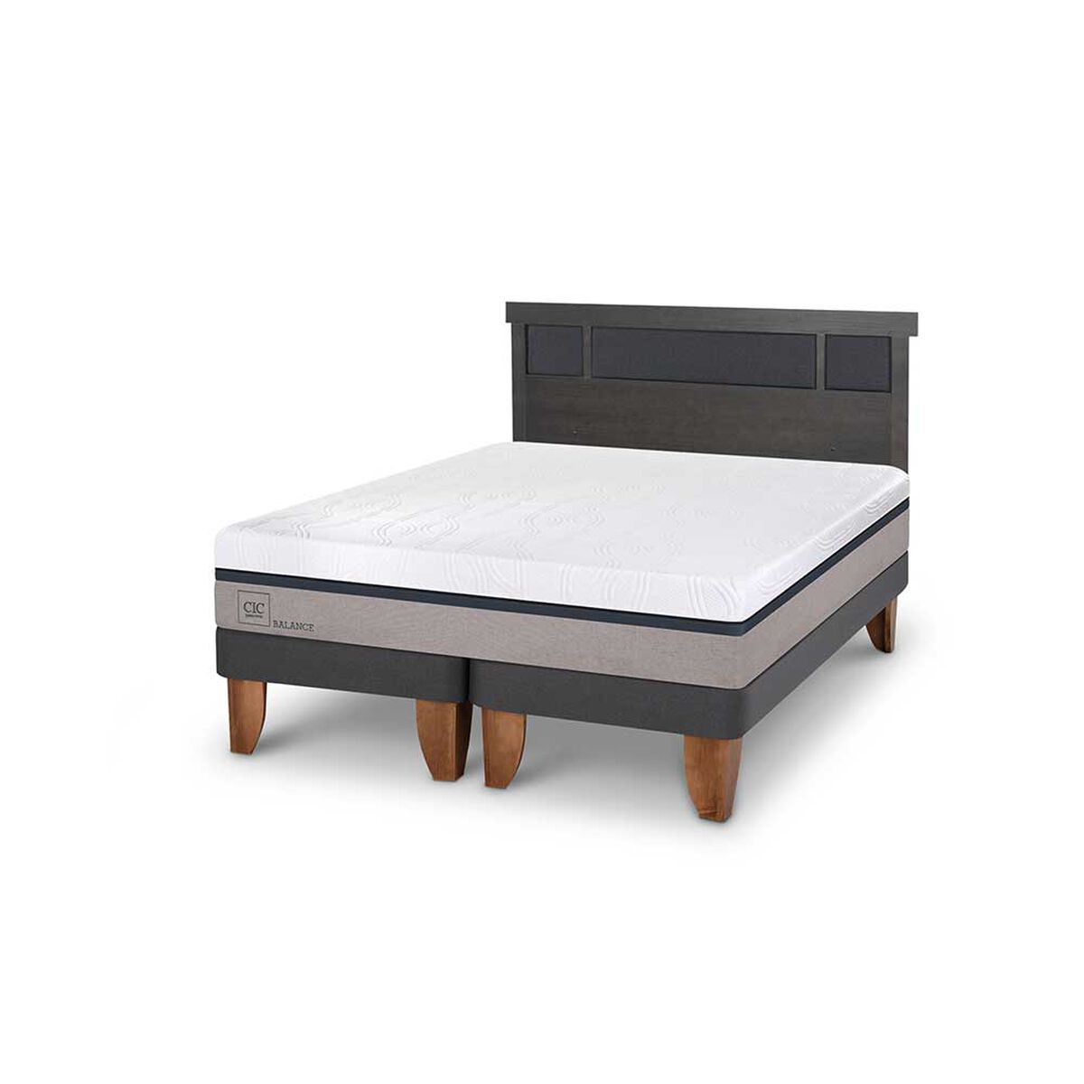 Cama Europea CIC Base Dividida 2 Plazas Balance + Respaldo Dublin
