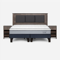 Combo Cama Europea Rosen king Indie BD + Respaldo y Veladores Rachel