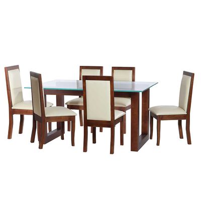 Juego de Comedor Latam Home Pamplona Segovia 6 Sillas Cuero Rojo