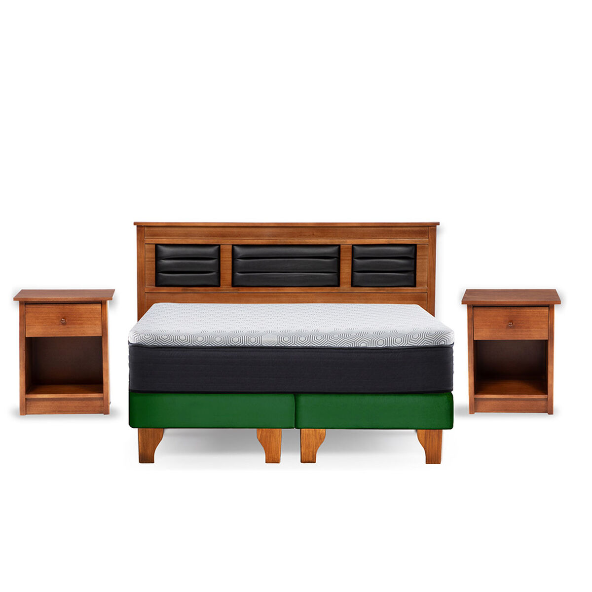 Cama Europea Latam Home 2 Plazas New Top Verde + Maderas Altair