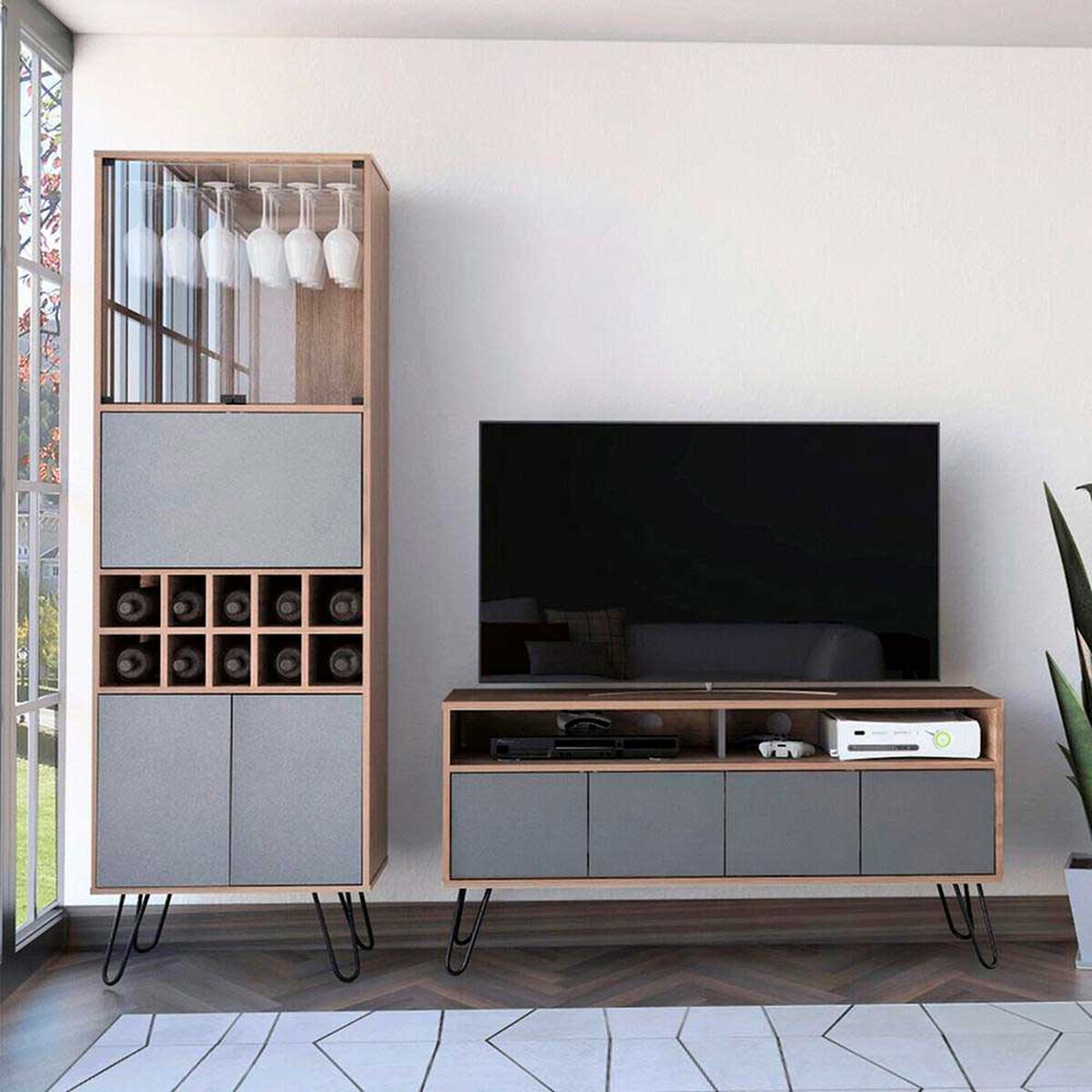 Rack TV Hasta 55" + Bar Alto TuHome Vassel