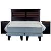 Box Spring 2 Plazas Flex Adapta 6+Respaldo+Veladores+Plumon