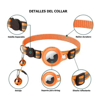 Imagen 2 del producto Collar para Gato Laudtec Airtag Naranja
