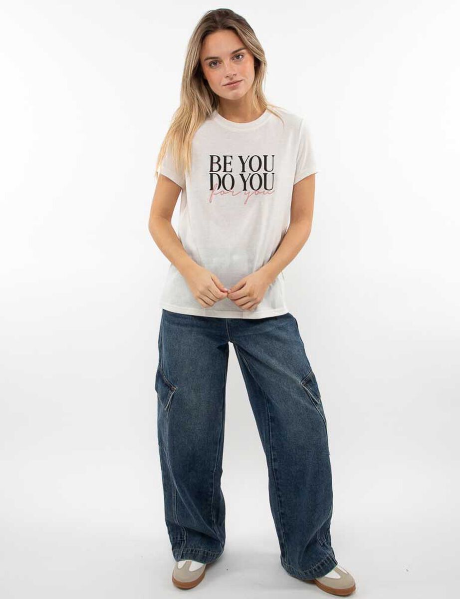 Polera Con Estampado Manga Corta Mujer Icono