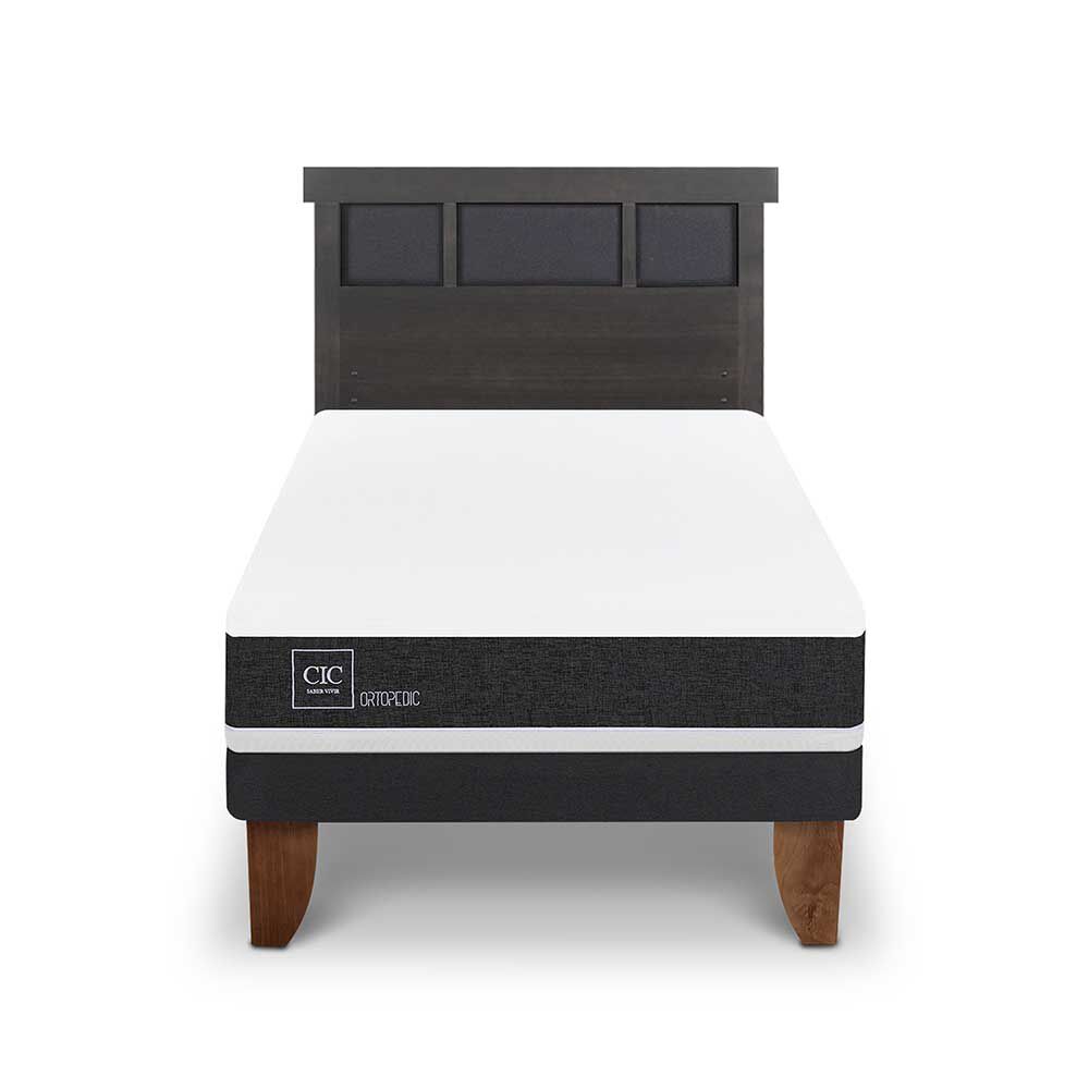 Cama Europea CIC 1,5 Plazas Ortopedic + Respaldo Dublin