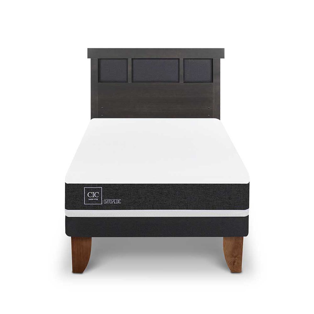 Cama Europea CIC 1,5 Plazas Ortopedic + Respaldo Dublin