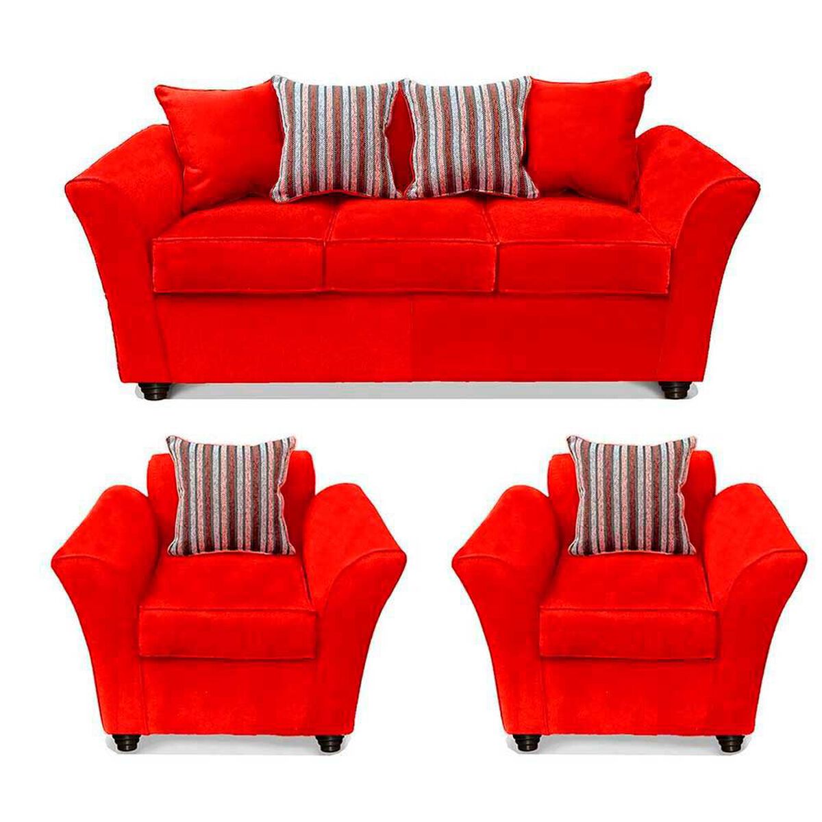 Juego de Living Elegant Detail Minesota Sof&aacute; 3 Cuerpos + Dos Sillones 1 Cuerpo Rojo