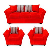 Juego de Living Elegant Detail Minesota Sofá 3 Cuerpos + Dos Sillones 1 Cuerpo Rojo
