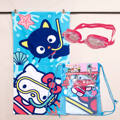 Toalla de Playa Sanrio-Hello Kitty Buceo 70x140 cm + Lentes de Agua y Bolso