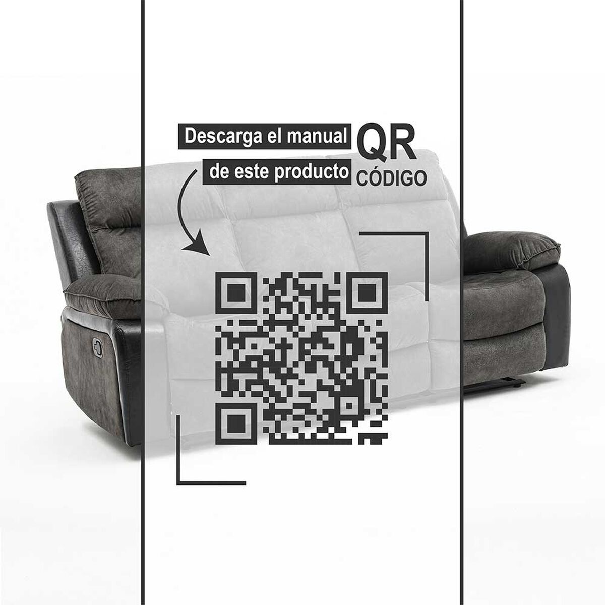 Sofá Reclinable Zoy Home Brunei 3 Cuerpos Negro