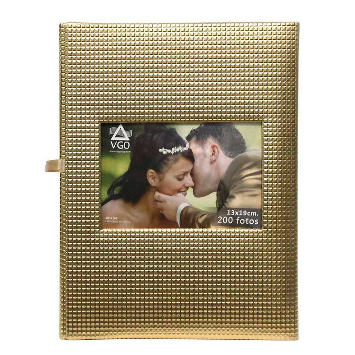 &Aacute;lbum para Fotos Cart&oacute;n Vgo Hojas Negras con Tapas Brillosas 100 FotosDorado