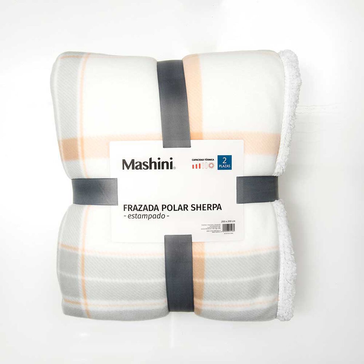 Frazada de Poliéster Mashini 1,5 Plazas Tartan Gris