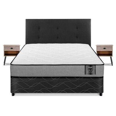 Imagen 2 del producto Cama Americana Flex 2 Plazas Star + Respaldo Royal Negro + 2 Veladores Rock