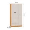 Combo Closet 3 Puertas 2 Cajones + C&oacute;moda 3 Cajones + Velador 2 Cajones Vekkahome Beige Caf&eacute;