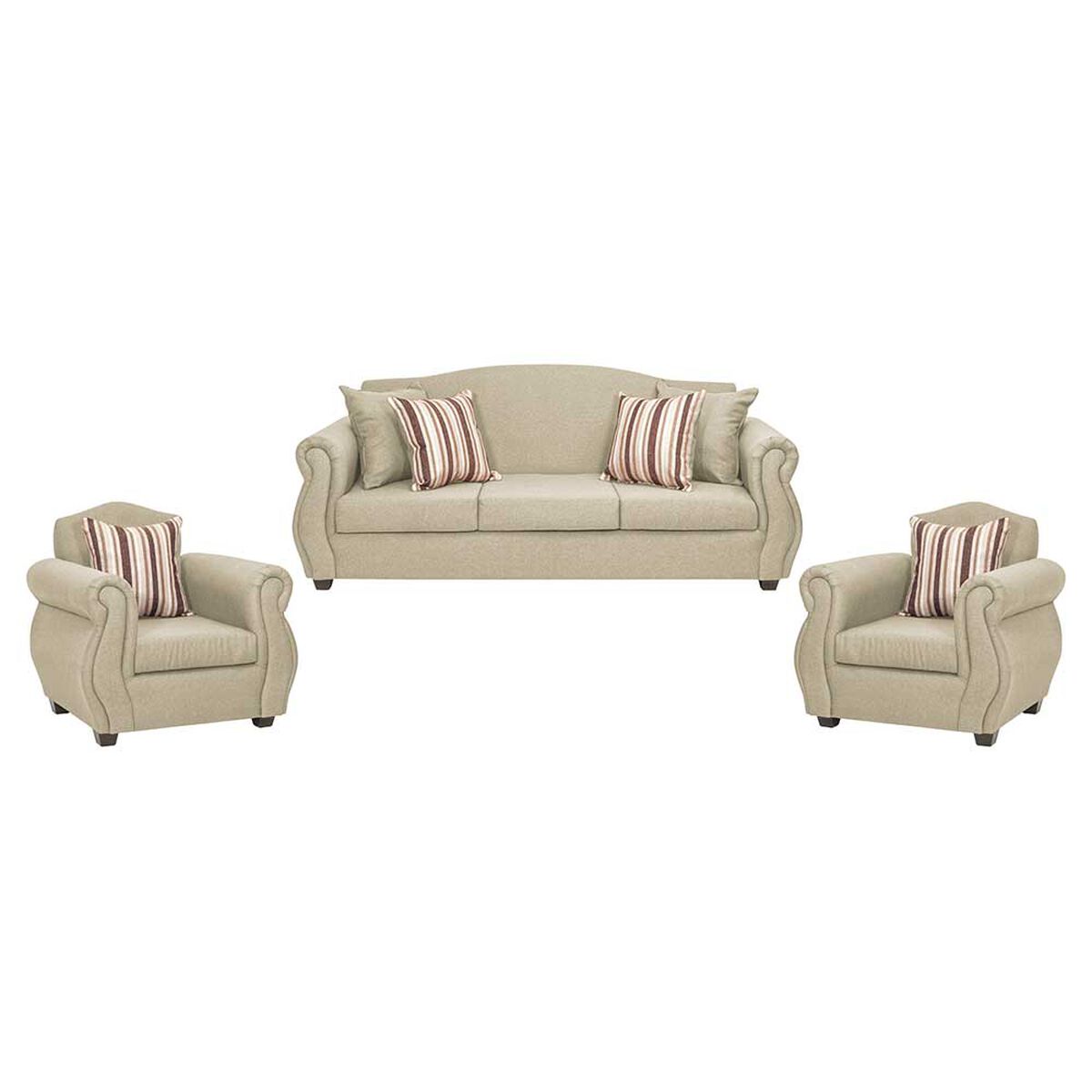 Juego de Living Innovamuebles Azucena Sofá 3 Cuerpos + Dos Sillones 1 Cuerpo Beige 