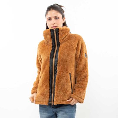 Polerón Peludo Mujer Icono Camel, Negro