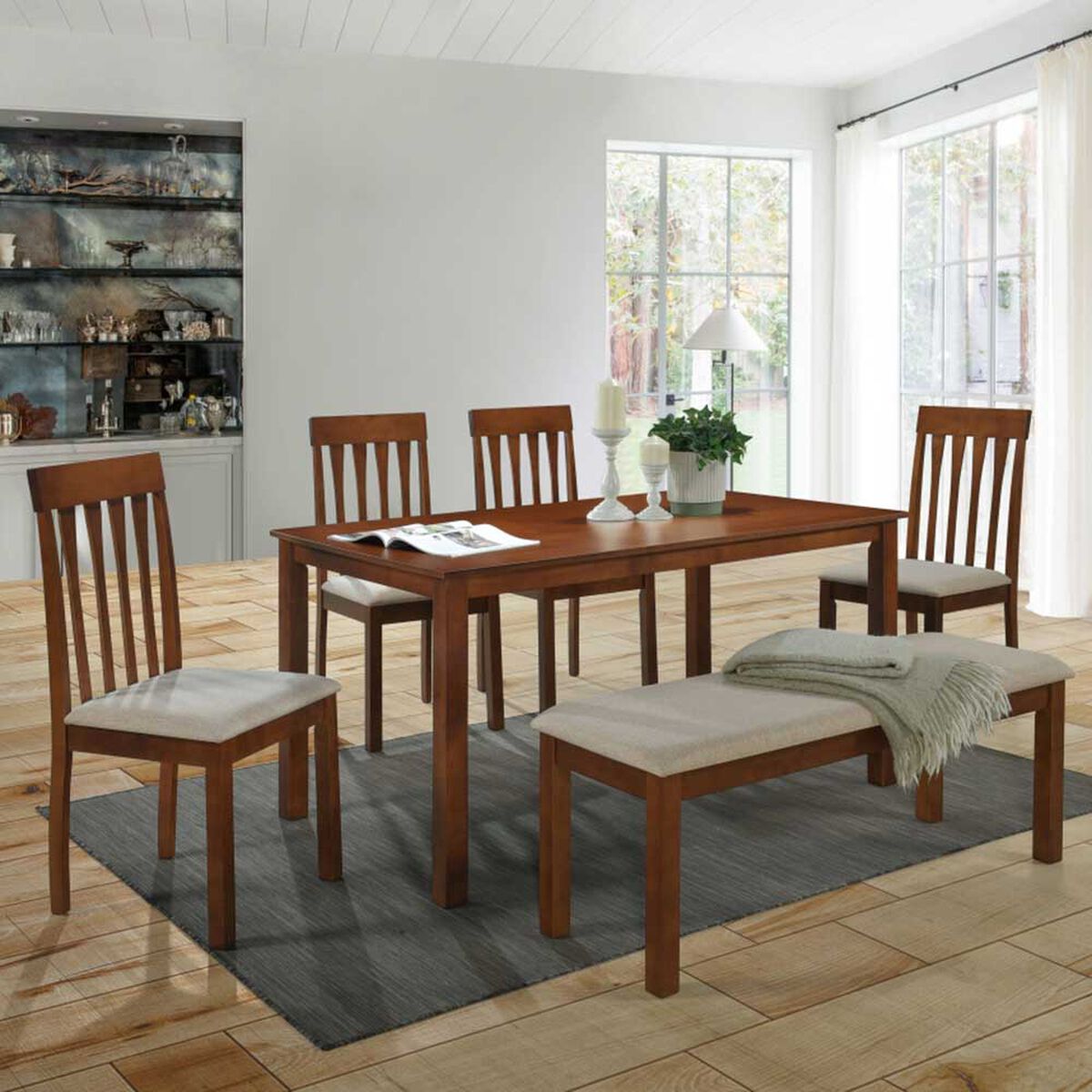 Juego de Comedor Fm Furniture Qatar M1400 4 Sillas 1 Banca
