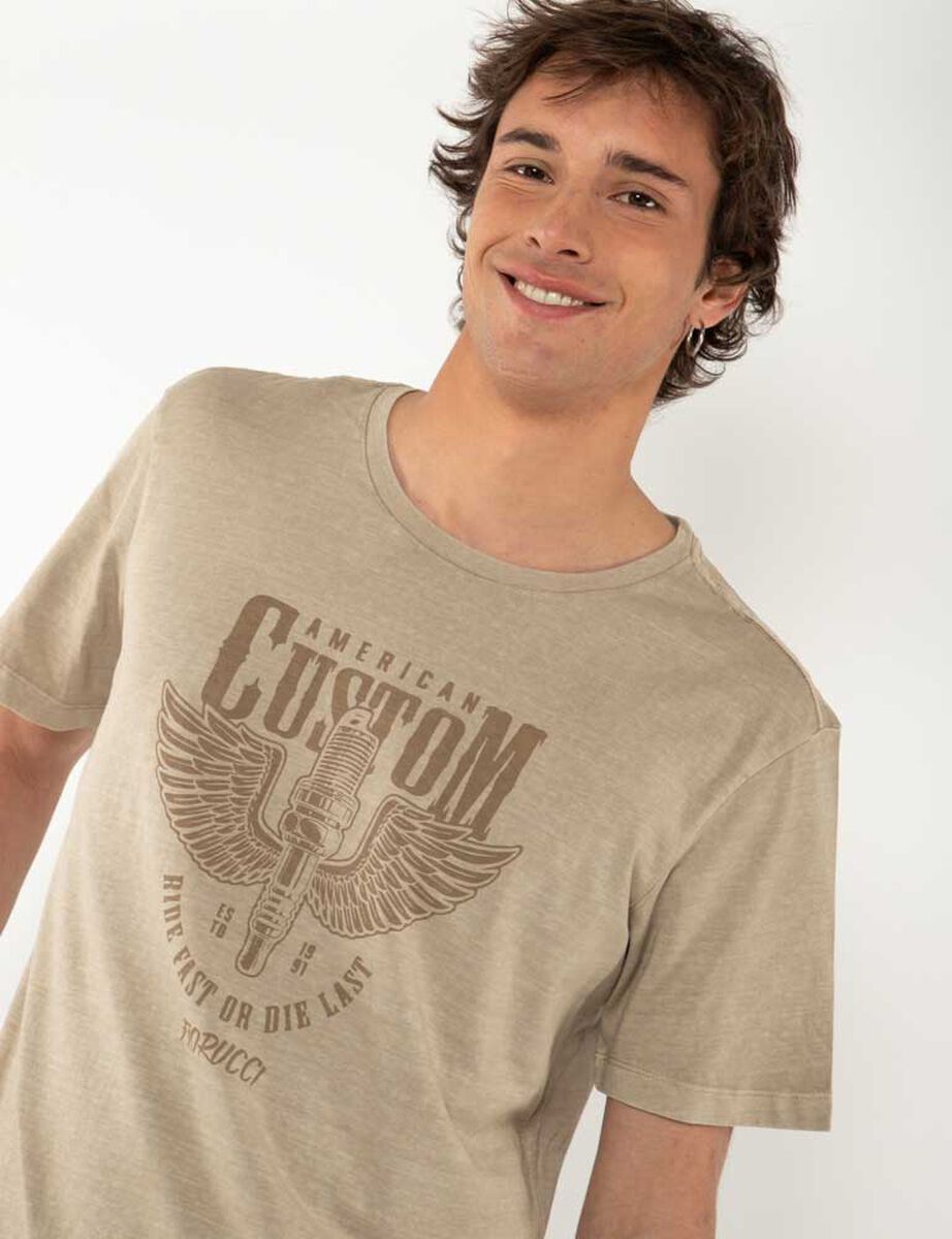 Polera Algodón Con Estampado Manga Corta Fiorucci
