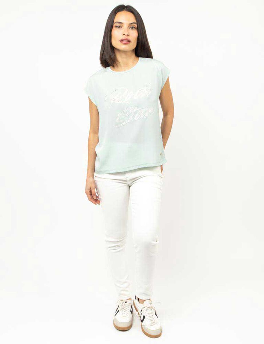 Polera Con Estampado Manga Corta Mujer Fiorucci