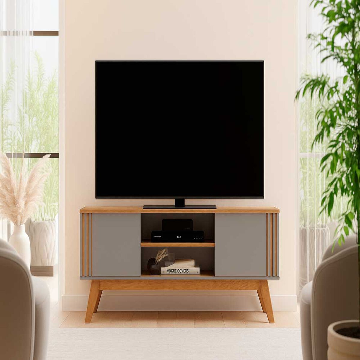 Rack TV Exit Vitta 65" Gris y Canela