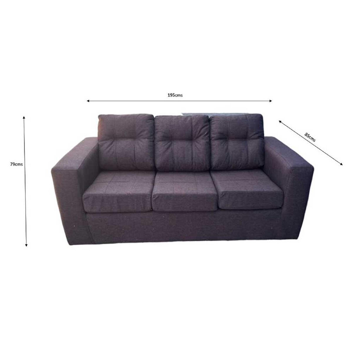 Juego de Living Kea Nize Sofá 3 Cuerpos + Dos Pouf Tela Gris