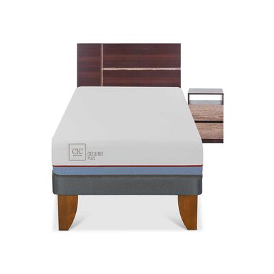 Imagen 1 del producto Cama Europea CIC 1 Plaza Excellence Plus + Respaldo + Velador