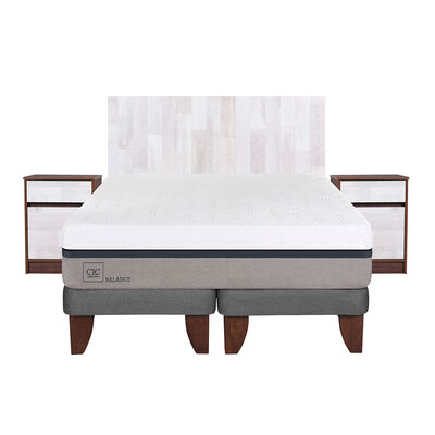 Imagen 1 del producto Cama Europea CIC Base Dividida King Balance + Respaldo + 2 Veladores