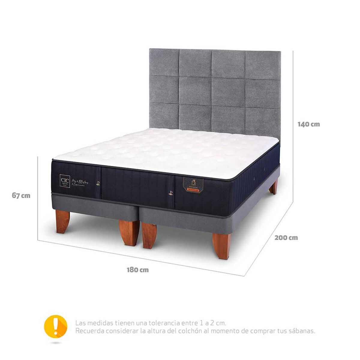Cama Europea CIC Base Dividida King Premium + Respaldo Tamesis