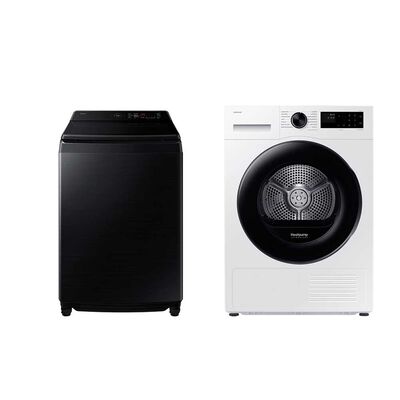 Lavadora Carga Superior Samsung 21 kg Bespoke AI + Secadora Bomba de Calor 9 kg