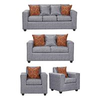 Juego de Living Black Factory Ezeiza Sofá 3 Cuerpos + Sofá 2 Cuerpos + Dos Sillones 1 Cuerpo Gris