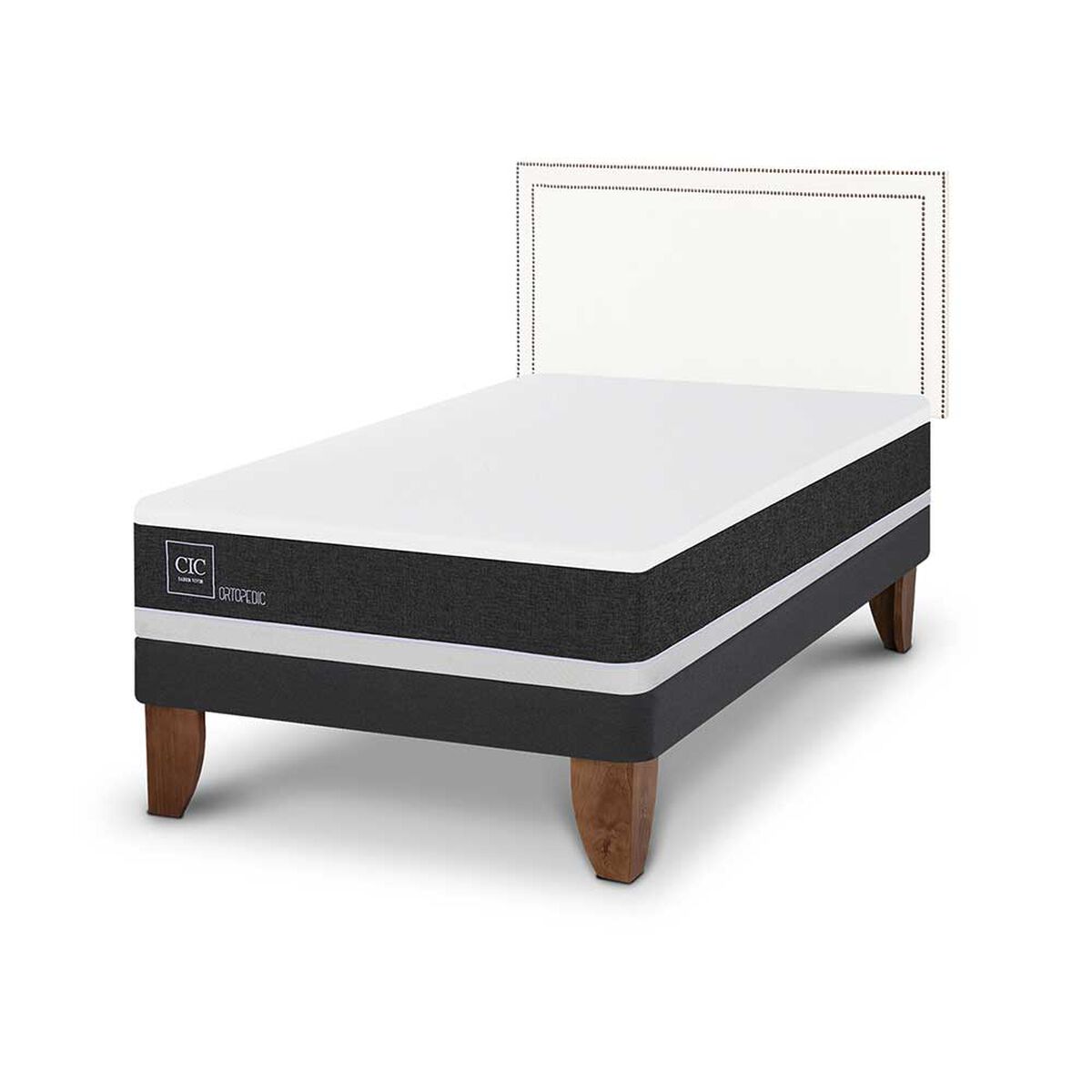 Cama Europea CIC 1,5 Plazas Ortopedic + Respaldo Danubio