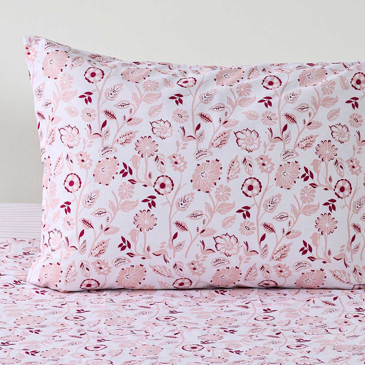 Juego de S&aacute;banas American Family 1 Plaza 144 Hilos Tropico Rosa