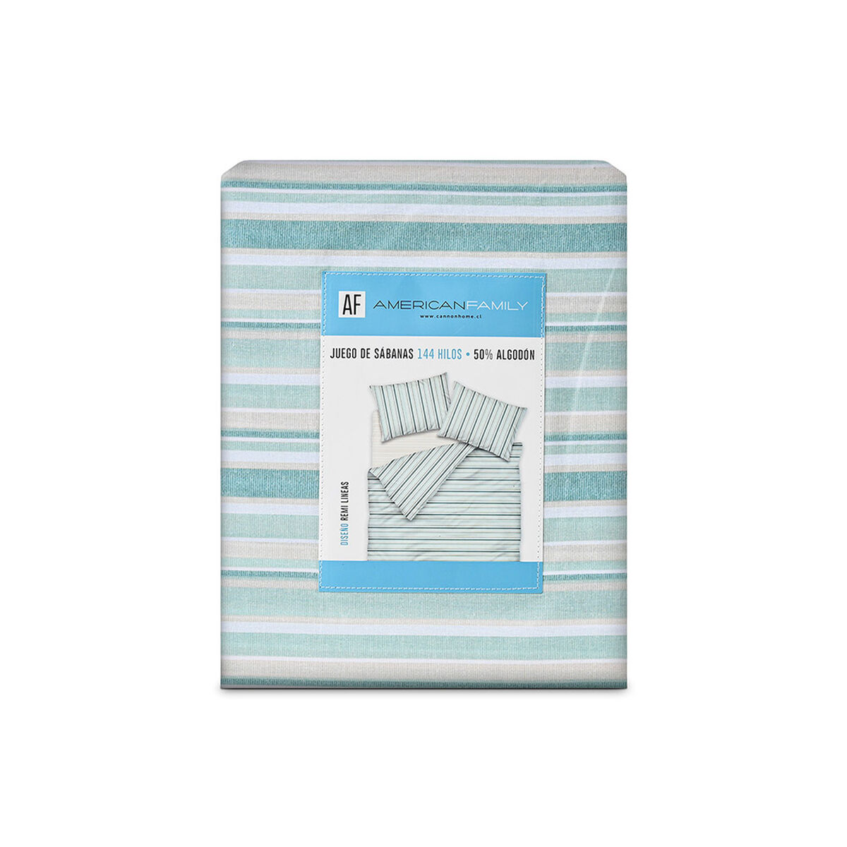 Juego de S&aacute;banas American Family Remi Lineas 144 Hilos 1,5 Plazas