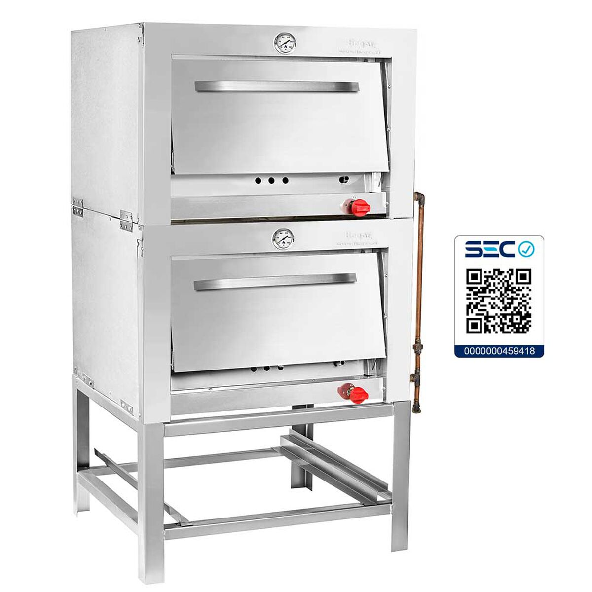 Horno Semi Industrial Ticgas 2 Cámaras Inox 65x65 Gas Natural