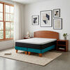 Cama Europea Latam Home 2 Plazas New Top Tela Velvet Azul Petroleo + Maderas Atlas