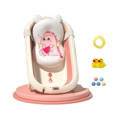 Imagen 1 del producto Bañera con Termómetro Cojín Premium Rosada LuBabycas