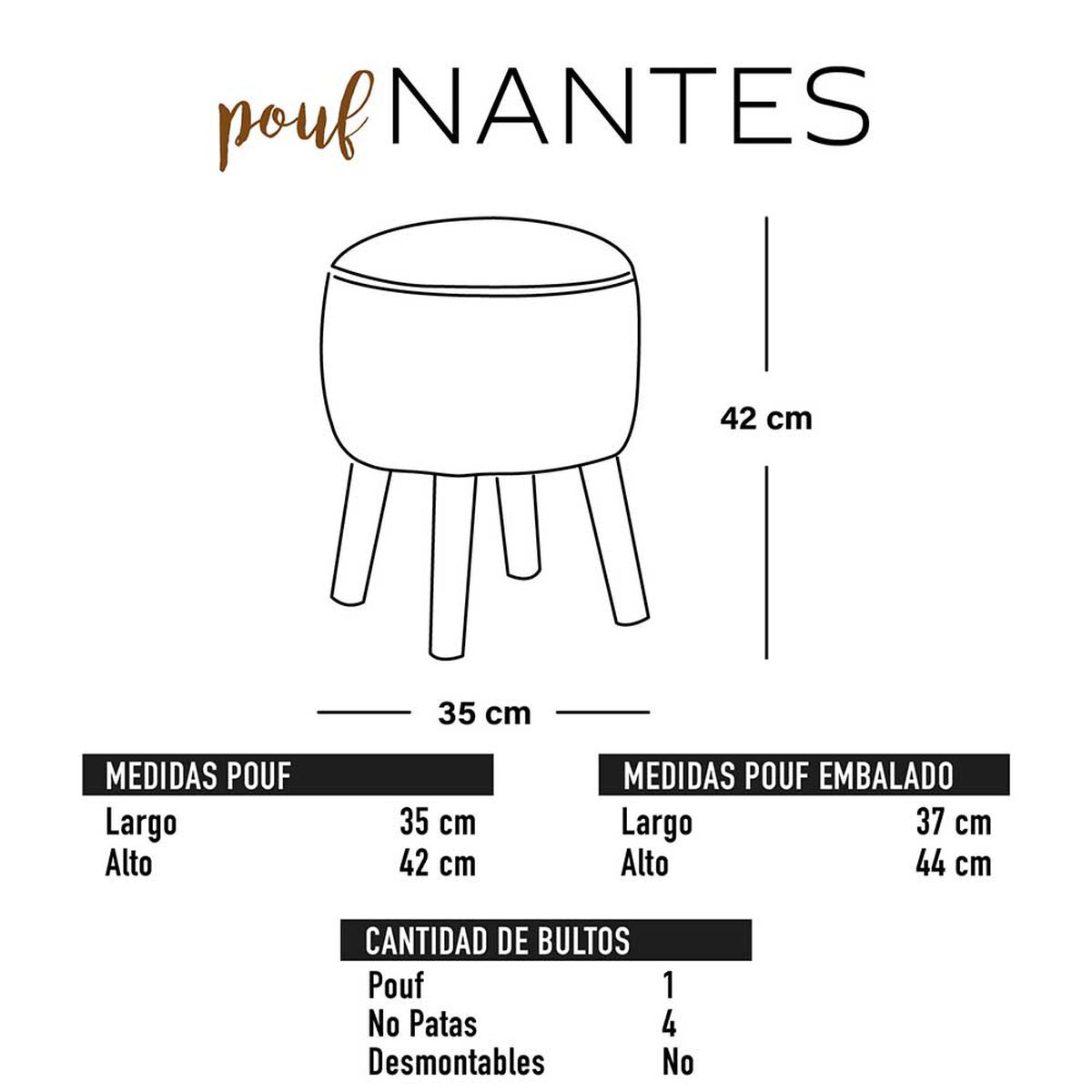 Pouf Latam Home Nantes Tela Velvet Palo Rosa