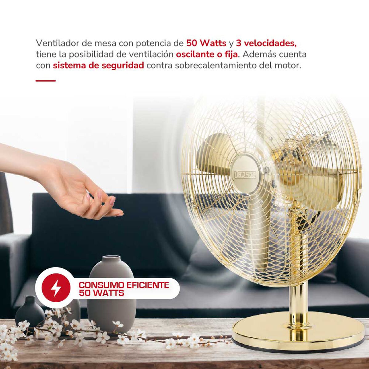 Ventilador de Mesa Thomas TH-16DM Gold