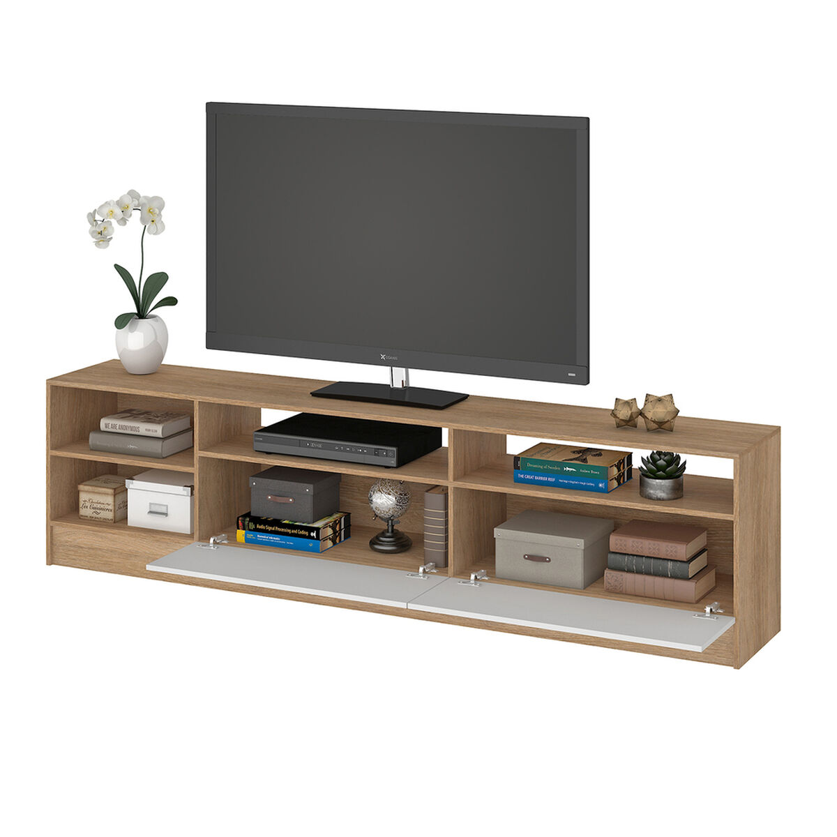Rack TV Vekkahome Moyan 75 pulgadas Café