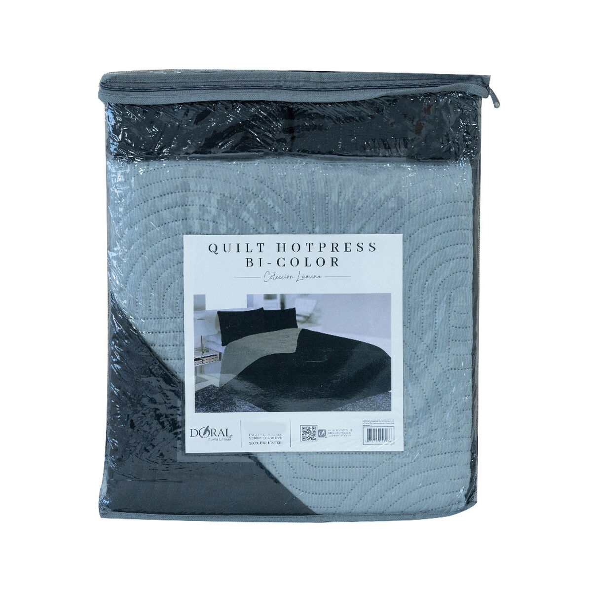Quilt Doral Hotpress Bi-Color 2 Plazas Negro-Gris