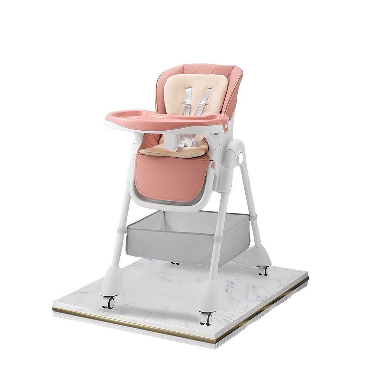 Silla de Comer Multiposiciones con Ruedas Rosada