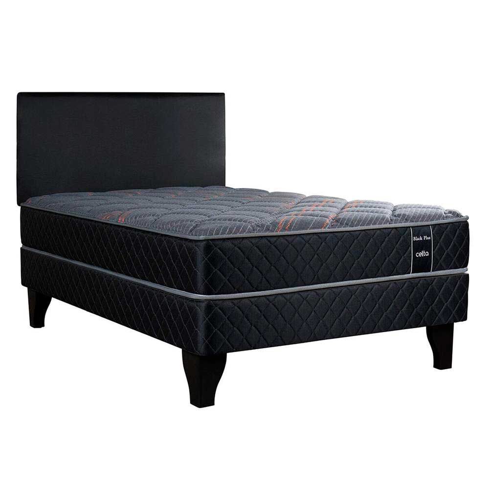 Cama Europea Celta 1,5 Plazas Black Plus + Respaldo | Abc