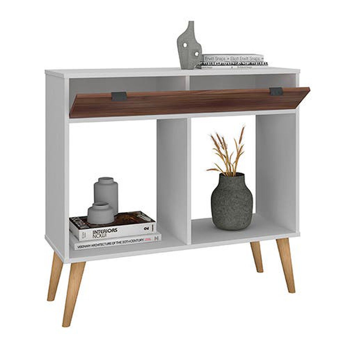 Mesa de Arrimo Home Mobili Aran Blanco Café