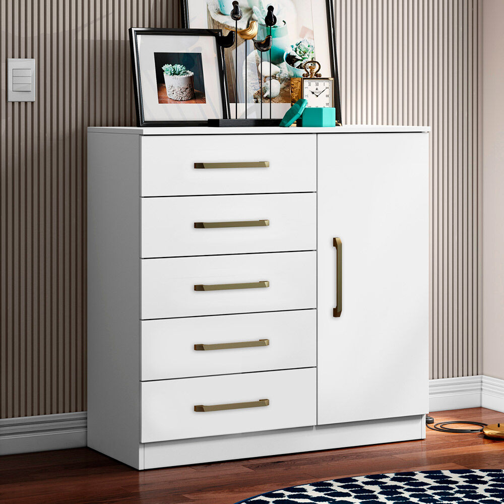 Cómoda Onessta Milao 5 Cajones Blanco