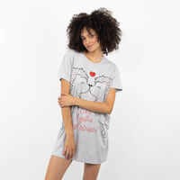 Camisa de Dormir Capibara Mujer Icono Gris, Menta