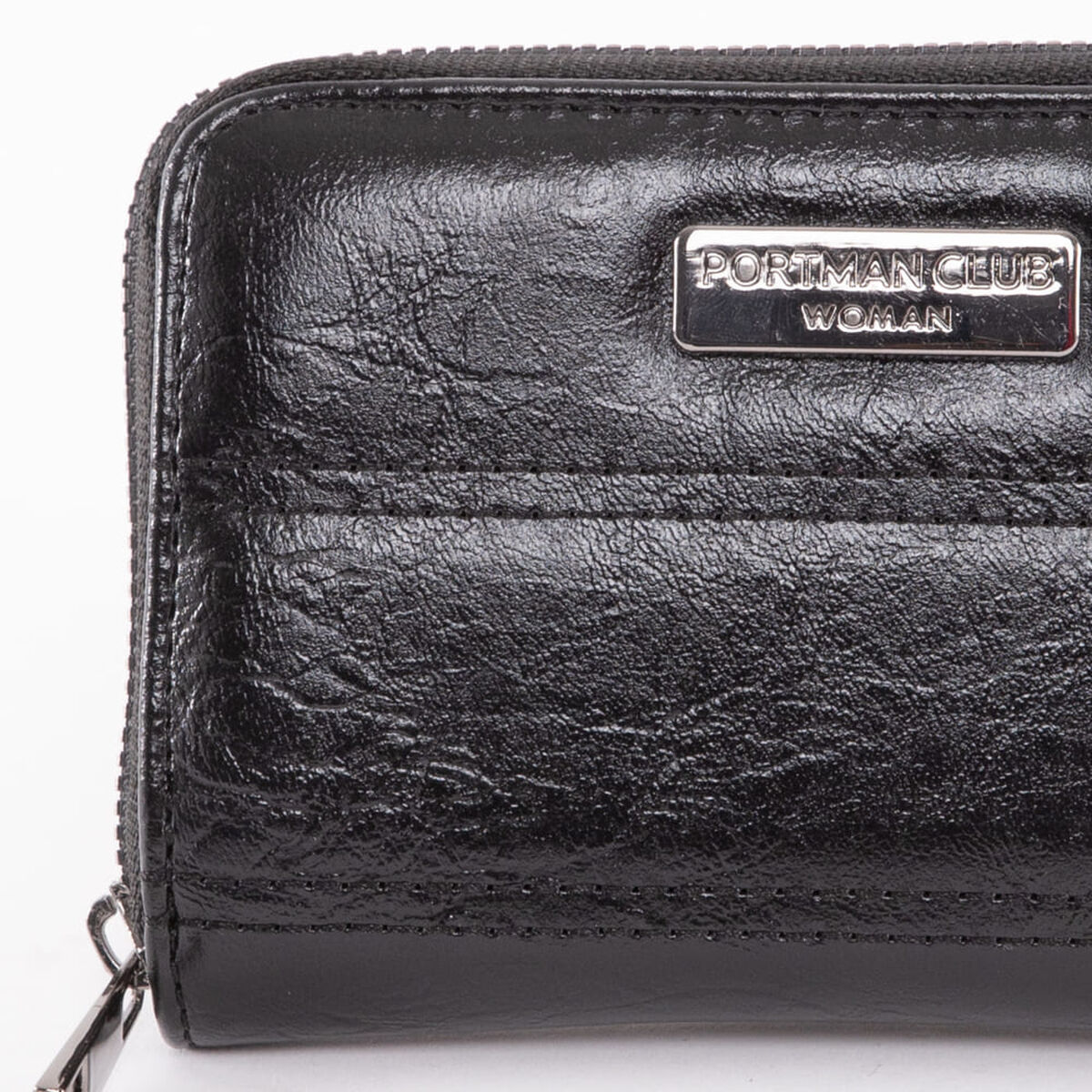 Billetera Lisa Negra Eco Cuero Mujer Portman Club