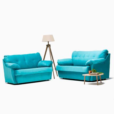 Imagen 2 del producto Juego de Living Cabsur Caburga Sofá 3 Cuerpos + Sofá 2 Cuerpos Felpa Turquesa