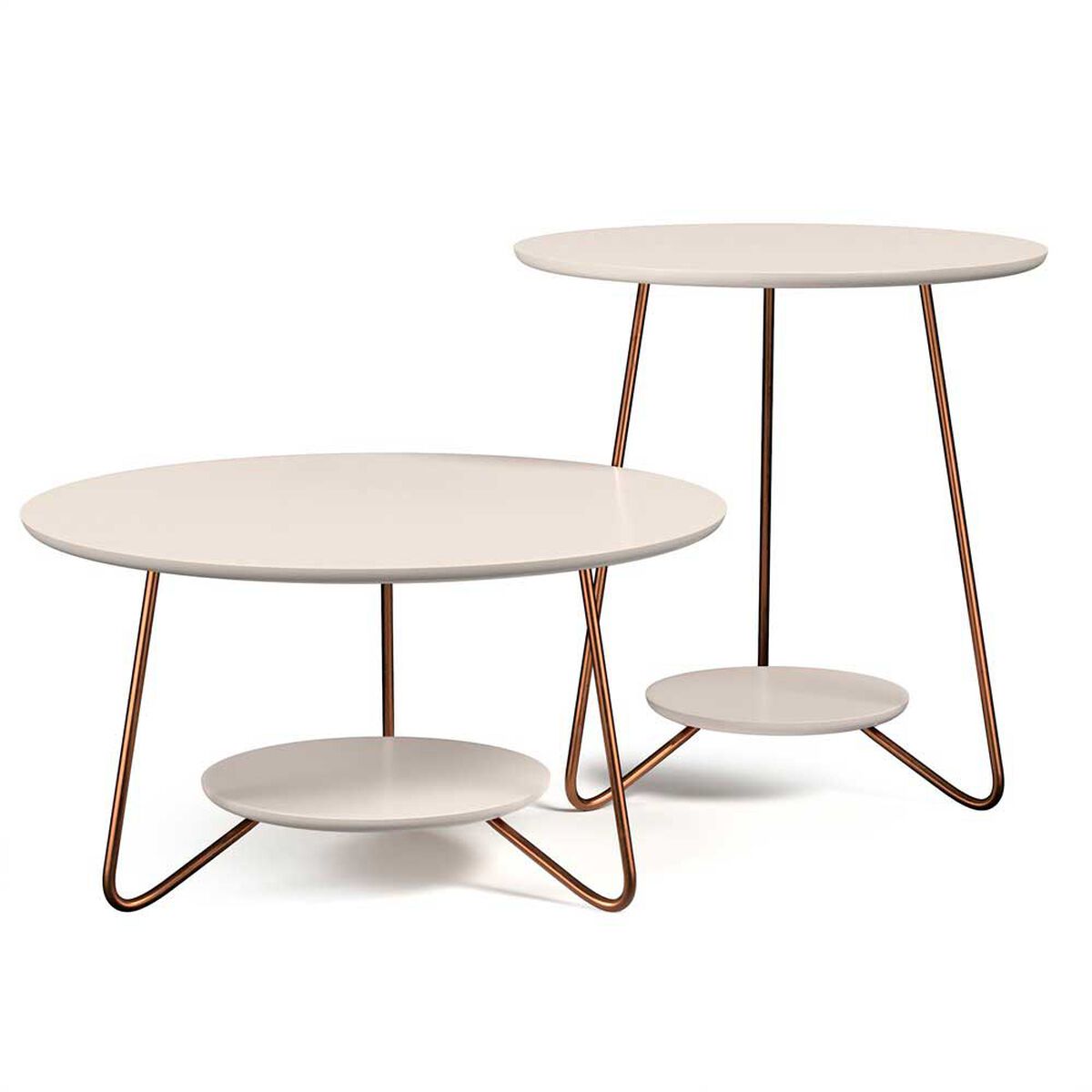 Mesa de Centro Altavision Liz Bco Redonda Blanco Crema