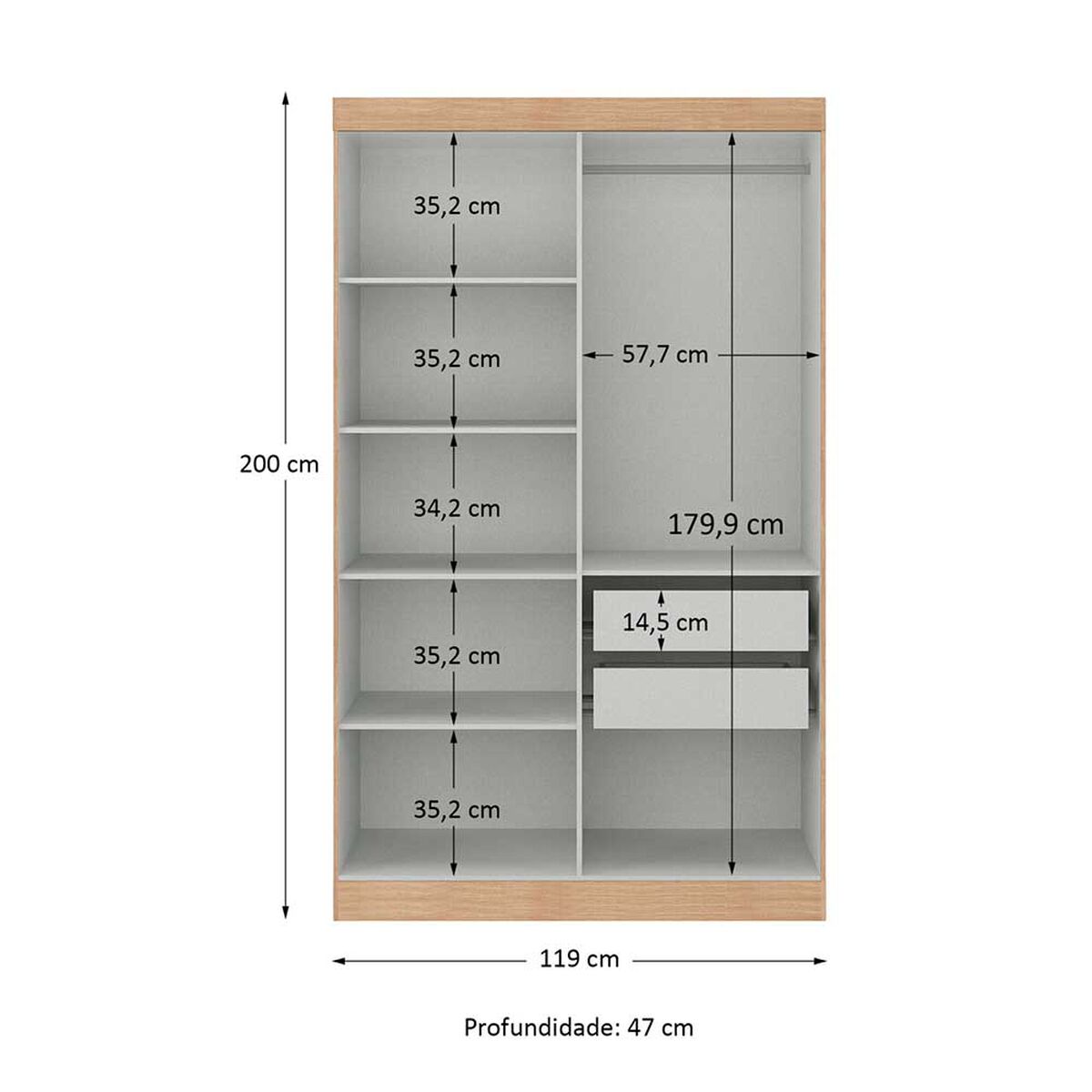 Closet Di Poretti Paris 4 Puertas 2 Cajones Gris